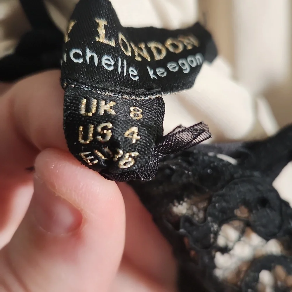 Lipsy London black lace halter dress, size 4 - Picture 7 of 8
